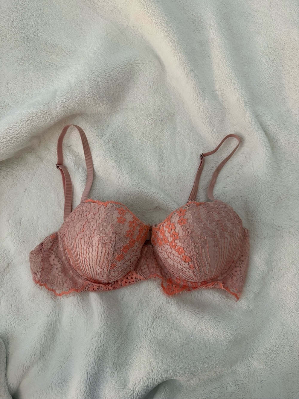 Victorias Secret Lace Pink and Coral Bra
